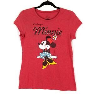 DISNEY Junior‎ Girls XL (15-17) Vintage Red Top Minnie Mouse Graphic T-Shirt